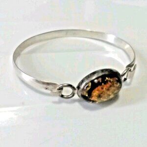 Amber Silver Bracelet Women's Vintage Jewelry Accessory Beautiful Classic Amber